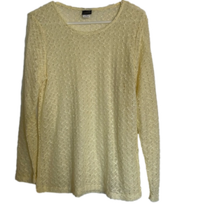 SALON STUDIO Twinset Underlay Crochet Shell Overlay Top, Women’s M, Yellow